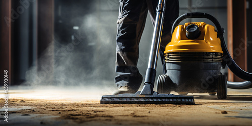 Construction Cleaning Service Dust Removal With A Vacuum Cleaner . Сoncept Vacuums For Construction Cleaning. ai generative