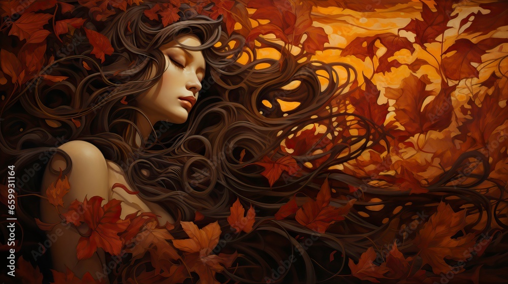Woman is Fall Colors made with Generative AI Technology