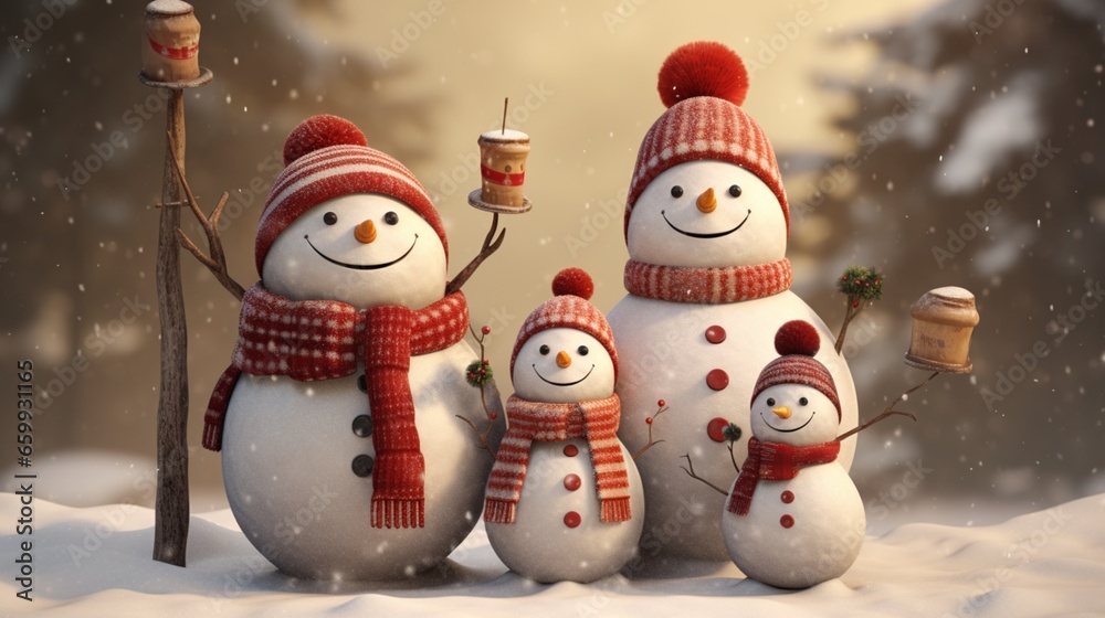 Fototapeta premium snowman on the snow