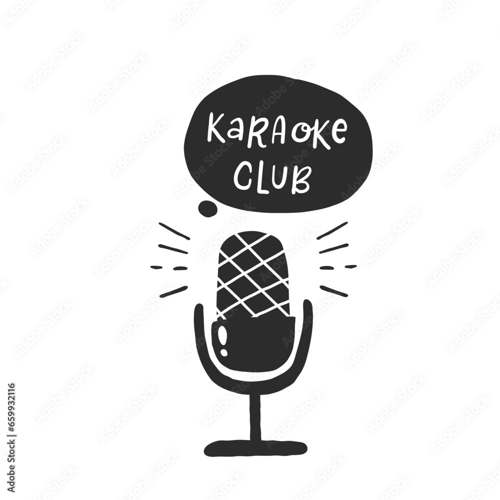 Cartoon karaoke composition with microphone. Trendy Sign and Symbol for ...