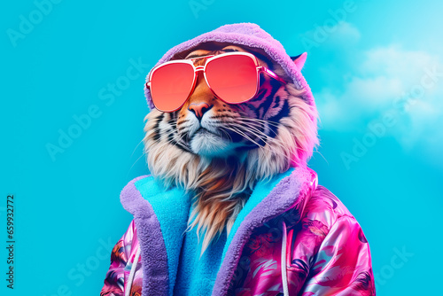 fashion tiger with human clothes and sunglasses © 23_stockphotography