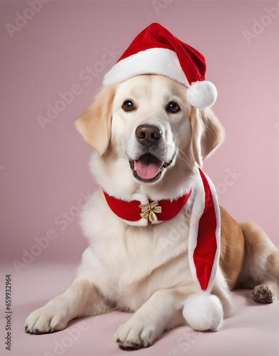 dog wearing santa claus hat © Maxim