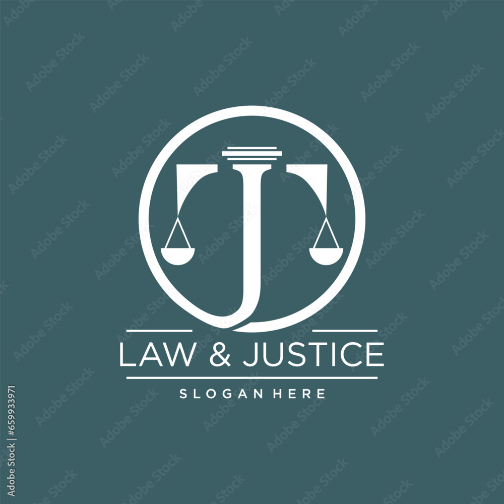 LAW AND JUSTICE VECTOR LOGO DESIGN WITH MODERN IDEA