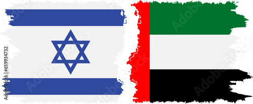 United Arab Emirates and Israel grunge flags connection vector