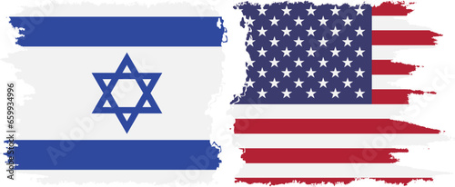 United States and Israel grunge flags connection vector