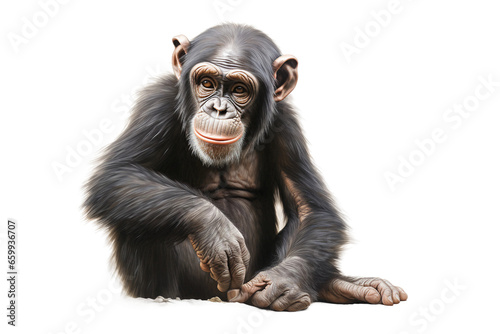 Chimpanzee on White Background Generative AI