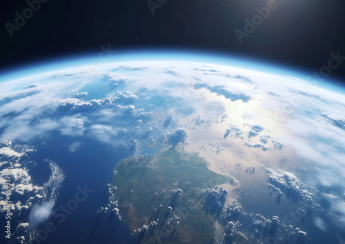Panoramic shot of our beautiful planet earth globe with dark space background.Macro.AI Generative