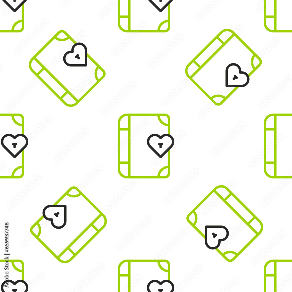Line Love diary notebook album icon isolated seamless pattern on white background. Happy Valentines day. Vector Line Love diary notebook album icon isolated seamless pattern on white background. Happy Valentines day. Vector