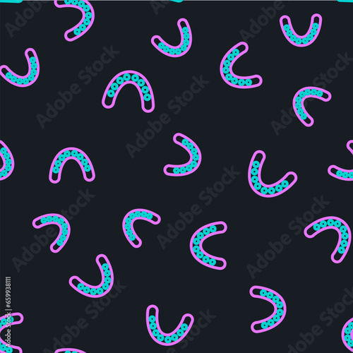 Line Mouth guard boxer icon isolated seamless pattern on black background. Vector