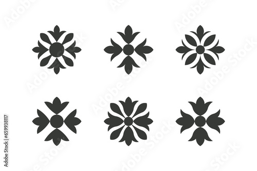 Modern geometric element tulip flower. Trendy abstract linear compositions with quatrefoil element for mosaik and pattern.