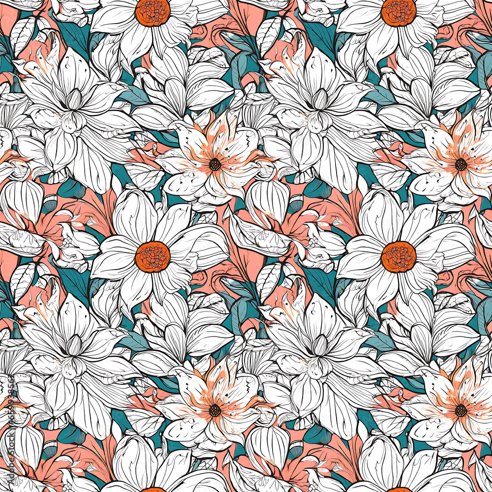 seamless pattern with flowers generative AI