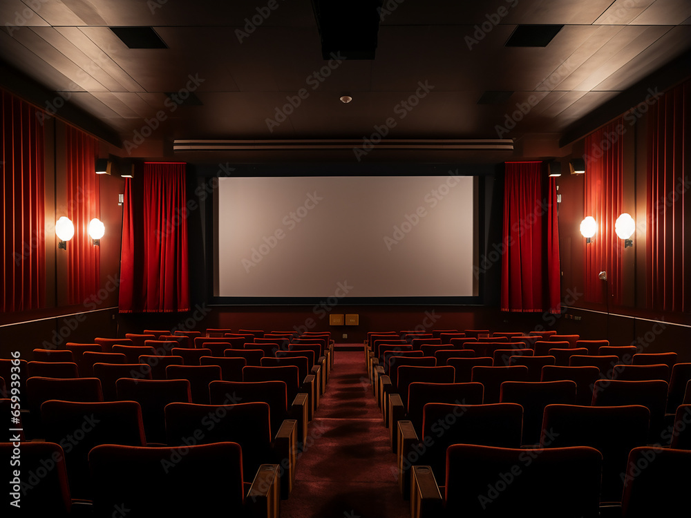 Modern grey cinema room featuring elegant interior design. AI Generation.