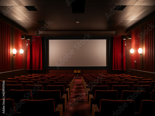 Modern grey cinema room featuring elegant interior design. AI Generation.