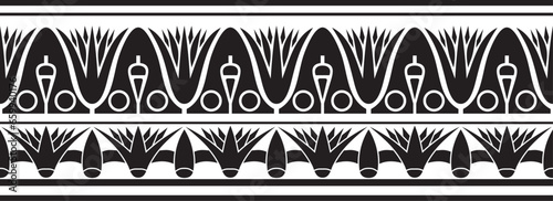 Vector ancient black monochrome Egyptian seamless ornament. Endless national ethnic border, frame..