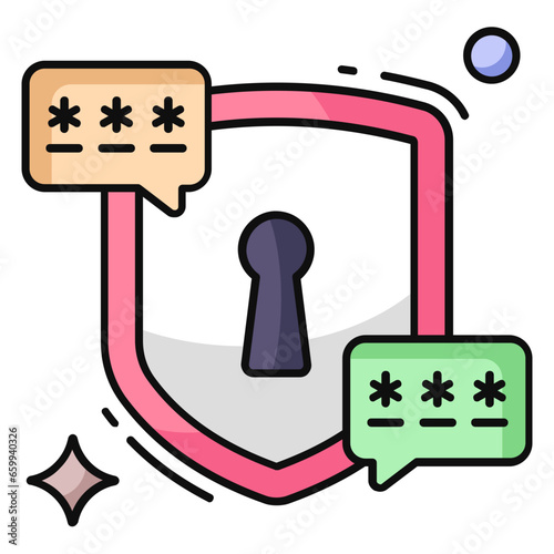Conceptual flat design icon of encrypted message