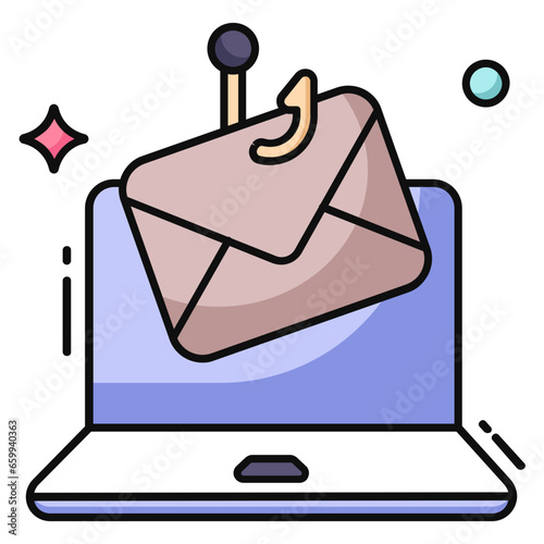 A colored design icon of mail phishing 