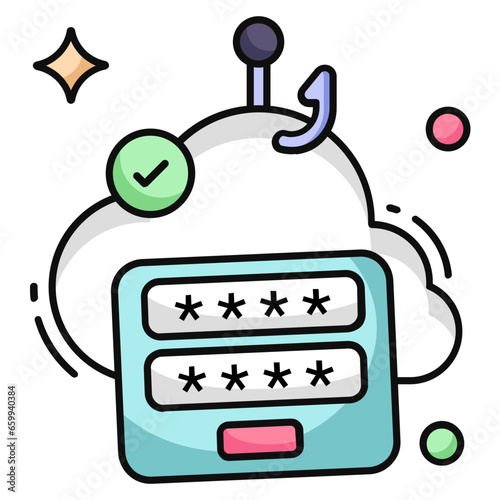 An editable design icon of password phishing