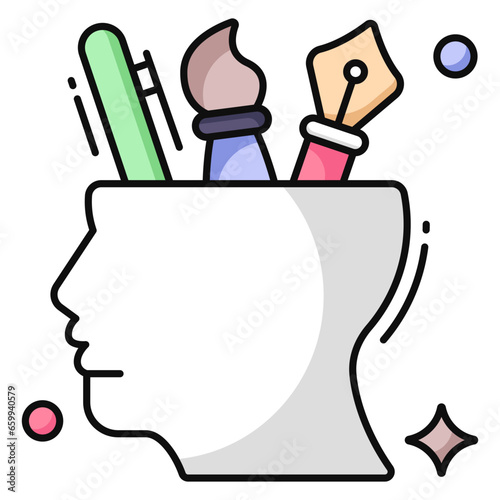 Conceptual flat design icon of creative mind