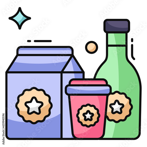 Editable design icon of takeaway products 