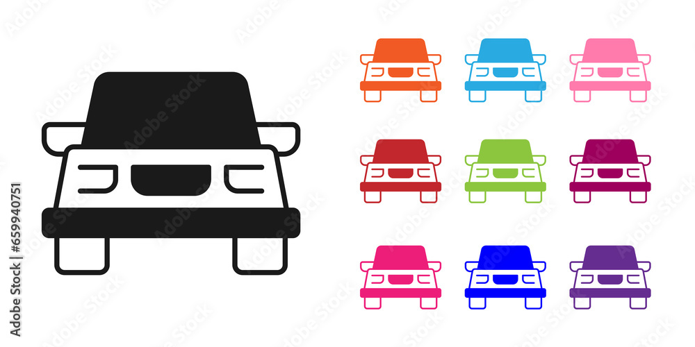 Black Car icon isolated on white background. Set icons colorful. Vector