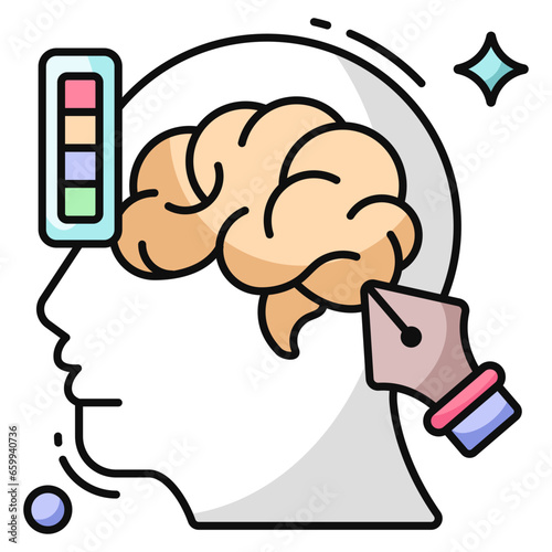 Conceptual flat design icon of creative mind