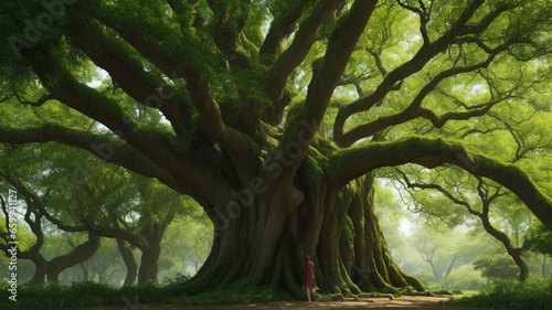  beautiful view of  trees in the forest