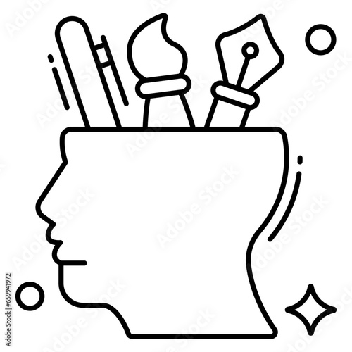 Conceptual flat design icon of creative mind