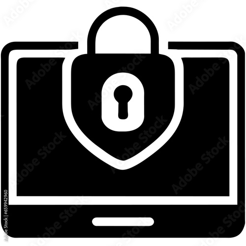 Icono o símbolo de ciberseguridad, antivirus.