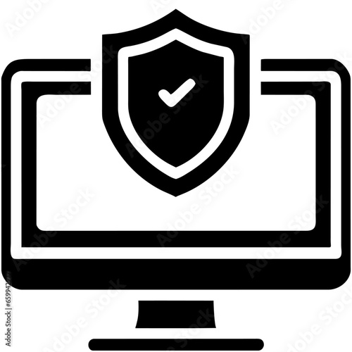 Icono o símbolo de ciberseguridad, antivirus.