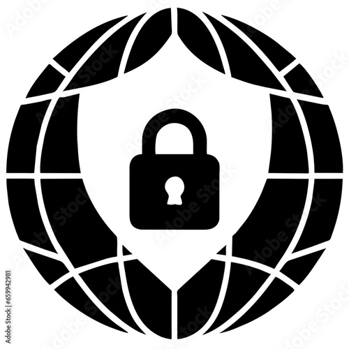 Icono o símbolo de ciberseguridad, antivirus.
