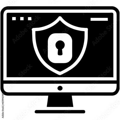 Icono o símbolo de ciberseguridad, antivirus.
