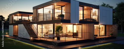 Exterior modular houses. New architecture house design. © Alena