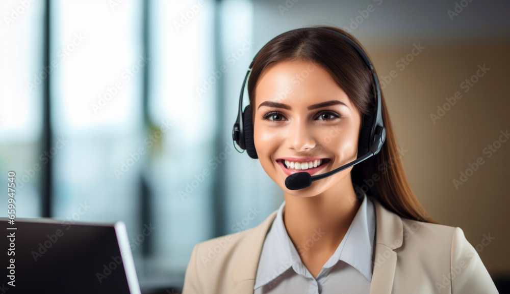 portrait of a smiling customer service agent portrait of a smiling customer service agent