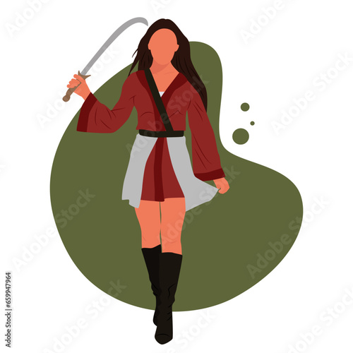 Warrior Princess. Halloween. Vector illustration. Poster, flyer, banner, postcard.