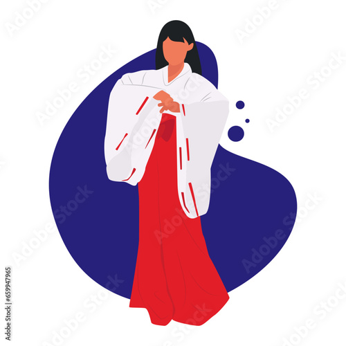 Kimono. Japan. Vector illustration. Poster, flyer, banner, postcard.