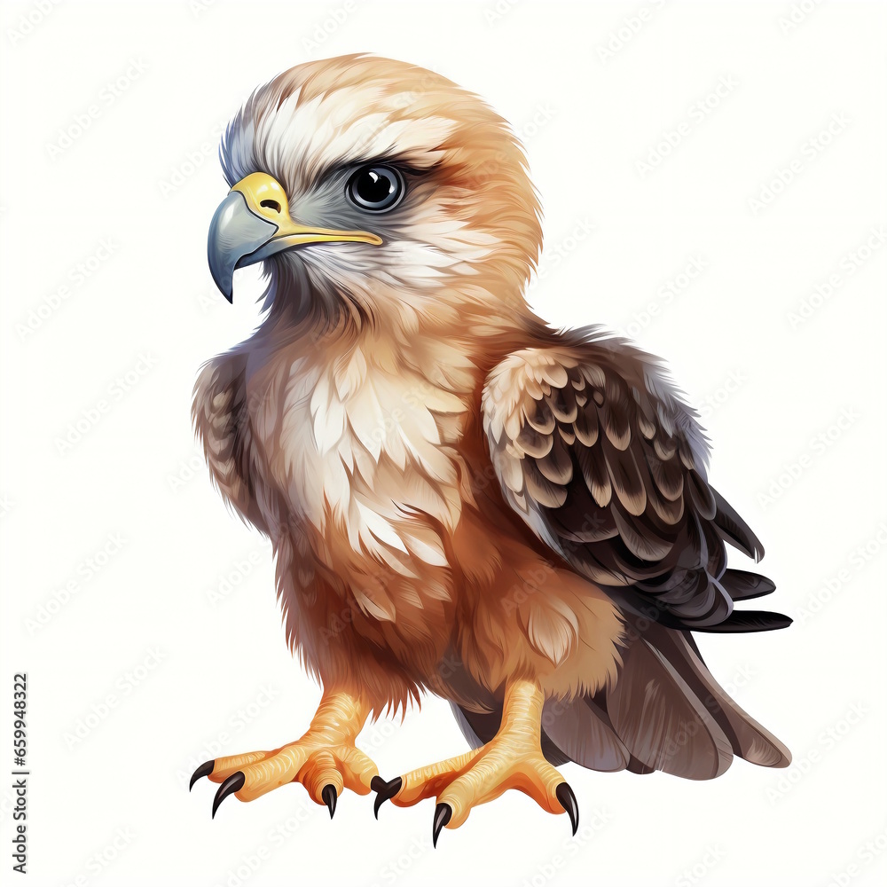 Obraz premium Cute Baby Eagle Clipart with White Background