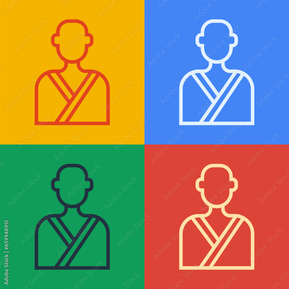 Pop art line Man in the sauna icon isolated on color background. Vector Pop art line Man in the sauna icon isolated on color background. Vector