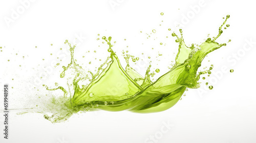 fresh green tea splash isolated on white
