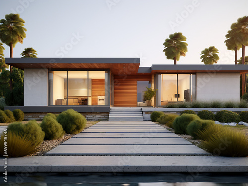 Exploring the design of a modern house exterior. AI Generation.
