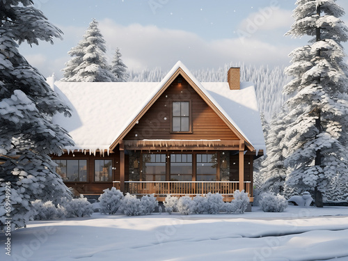 A snow house exterior surrounded by serenity. AI Generation. © Llama-World-studio