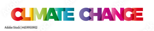 The word Climate change. Vector banner with the text colored rainbow.