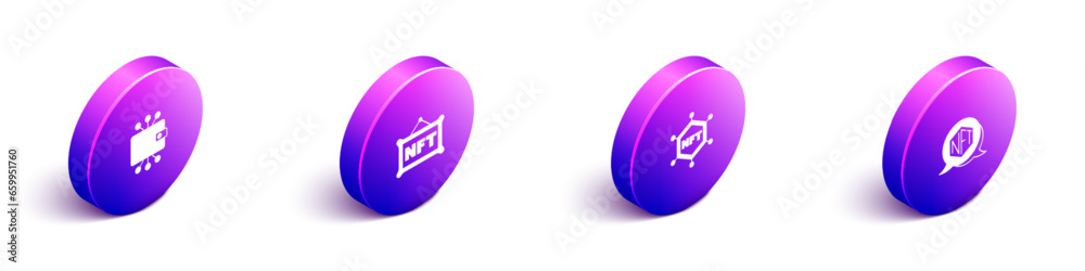 Set Isometric Cryptocurrency wallet, NFT Digital crypto art, blockchain technology and icon. Vector Set Isometric Cryptocurrency wallet, NFT Digital crypto art, blockchain technology and icon. Vector