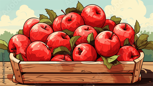 Drawing of a box with apples vector