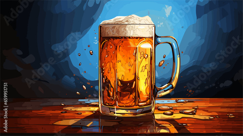 Drawing of a beer mug with beer vector