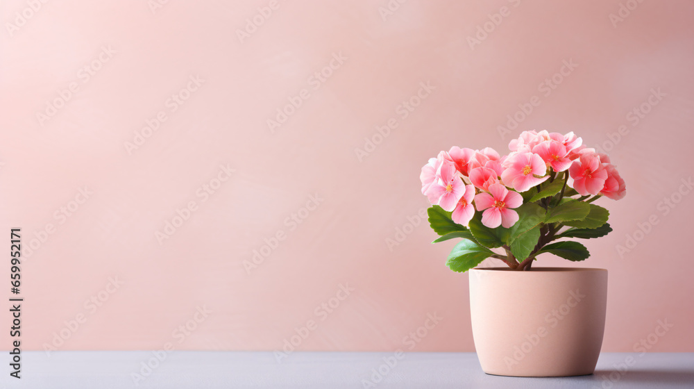 Pink flower in a mini pot