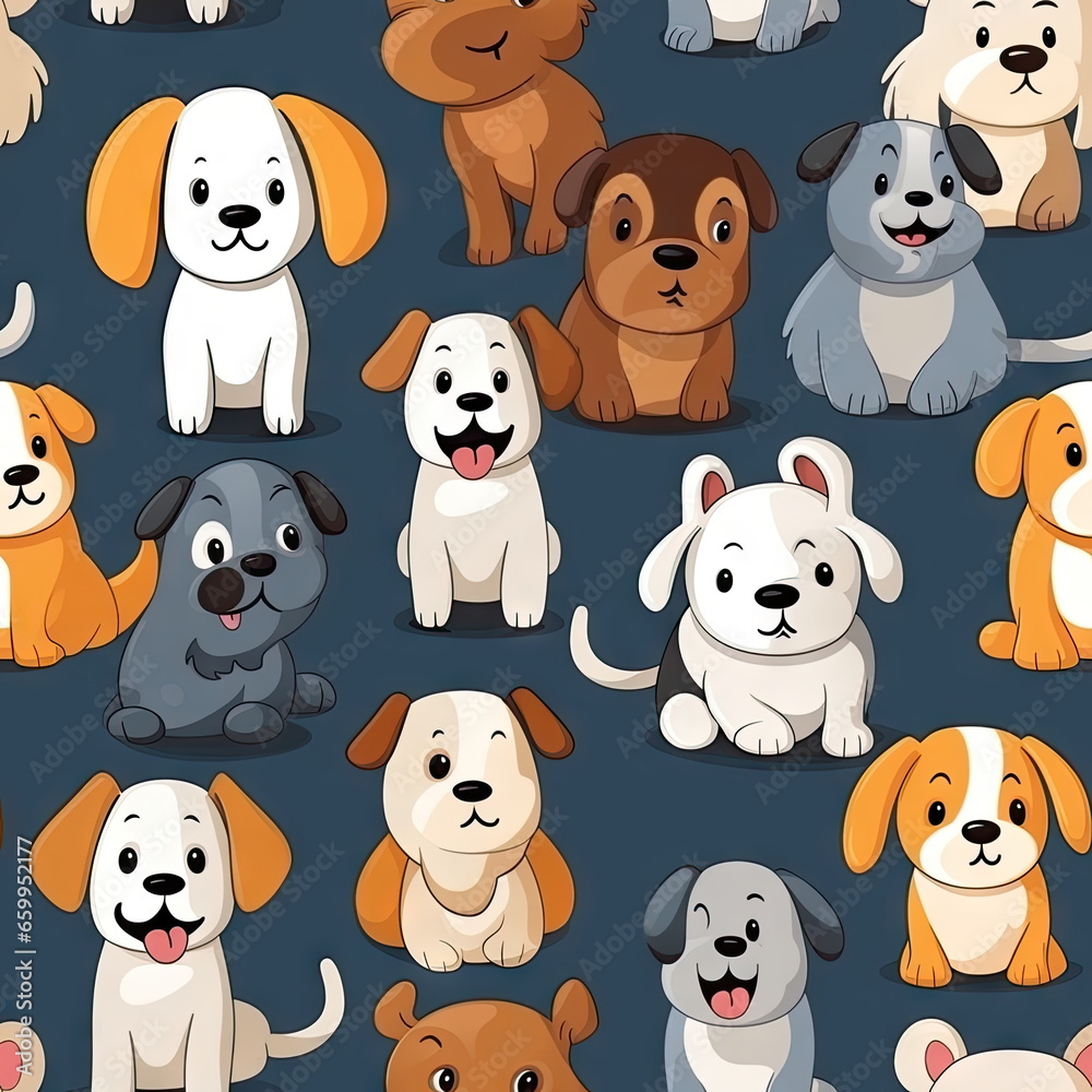 seamless Cartoon character of dog seamless Cartoon character of dog