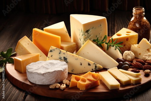 pieces of cheese, Different types of cheese on the table