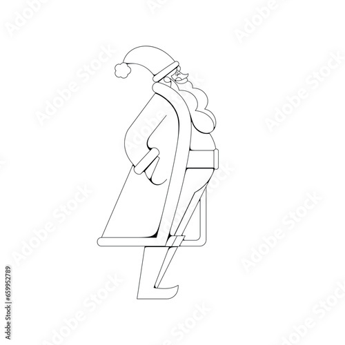Vector Santa Claus Art Deco Retro Illustration Isolated