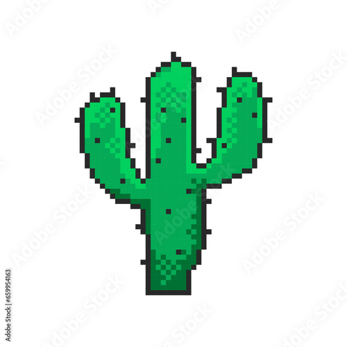 Cactus pixel art icon, 8-bit sprite. Isolated vector illustration for pixel art games.