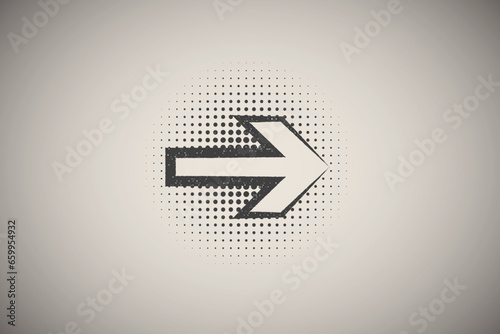 pop art, speech bubble, arrow icon vector illustration in stamp style